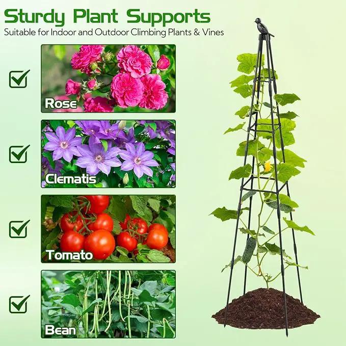 2 Pack Garden Trellis for Climbing Plants Outdoor, 79"/6.6ft Tall Rustproof Tomato Trellis, PE Coated Metal Plant Trellis Indoor, Tower Trellis for Potted Plants Flowers Vines Vegetables by GreenHaven Gardens