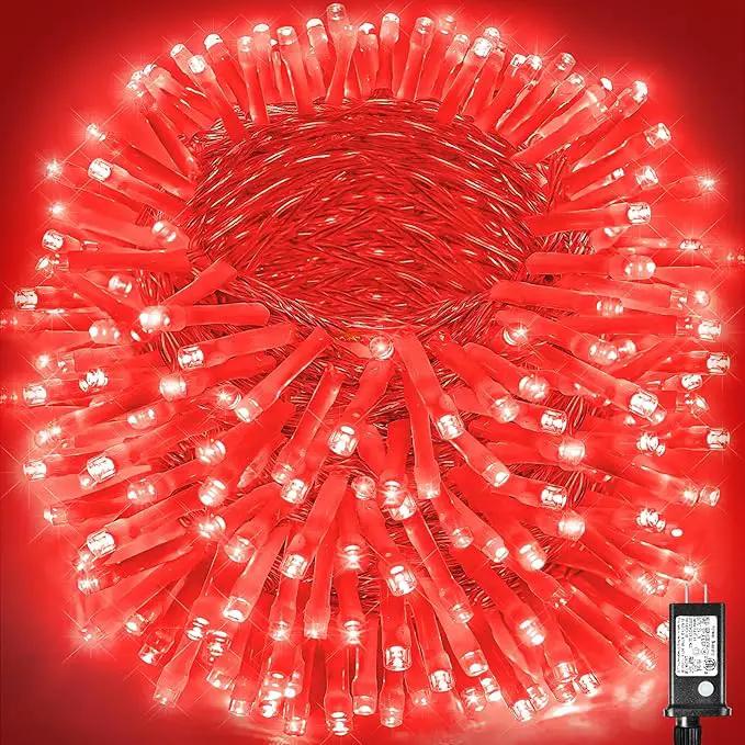 500 LED Red Christmas Lights, 165ft Red String Lights 8 Modes Clear Wire, Connectable Waterproof Plug in Red Twinkle Lights for Tree Bedroom Indoor Outdoor Christmas Decorations by GreenHaven Gardens