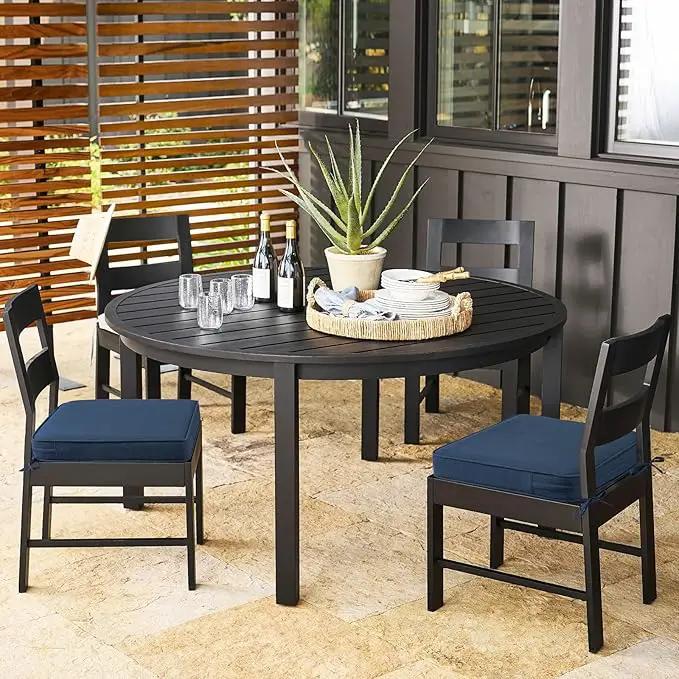 Outdoor Sunbrella Square Corner Seat Cushion, 18.5"x16"x3", Set of 4, Non Slip Seat Cushion Pads with Removable Cover for Patio Furniture, Garden Yard Lawn, Specrtum Indigo by GreenHaven Gardens