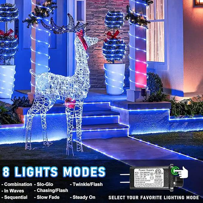 Rope Lights for Outside, 100FT 300 LED Christmas String Lights with Waterproof 8 Modes, Flexible and Connectable Plug in Fairy Lights for Outdoor Indoor Bedroom Patio Party Wedding Decorations, Blue by GreenHaven Gardens
