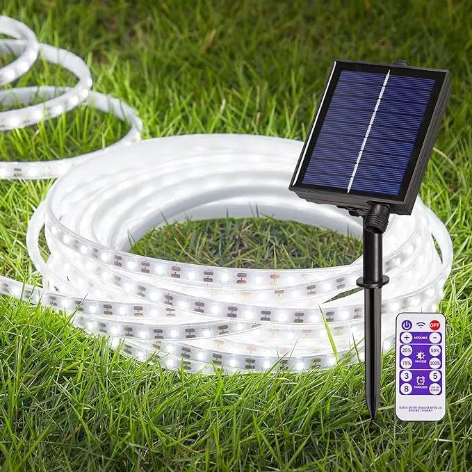 LUHLEE Solar LED Strip Lights, Upgrade Outdoor Rope Lights 8 Lighting Modes,IP65 Waterproof String Lights for Patio Yard Deck Porch Balcony Garden (White, 16.4 ft) by GreenHaven Gardens