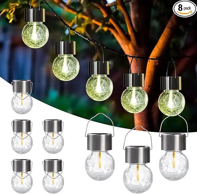Hanging Solar Lights Outdoor,New Upgraded Moving Led Beads,Solar Powered Waterproof Lighting,8 Pack Hanging Globe Solar Lights for Garden Yard Patio Fence Christmas Decoration (Warm White) by GreenHaven Gardens