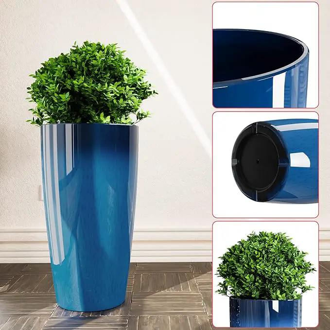 QCQHDU 21 inch Tall Planters for Indoor & Outdoor Plants, 2 Pack Sturdy Plant-Flower-Tree Pots for Front Porch Patio Deck Living Room Decor by GreenHaven Gardens