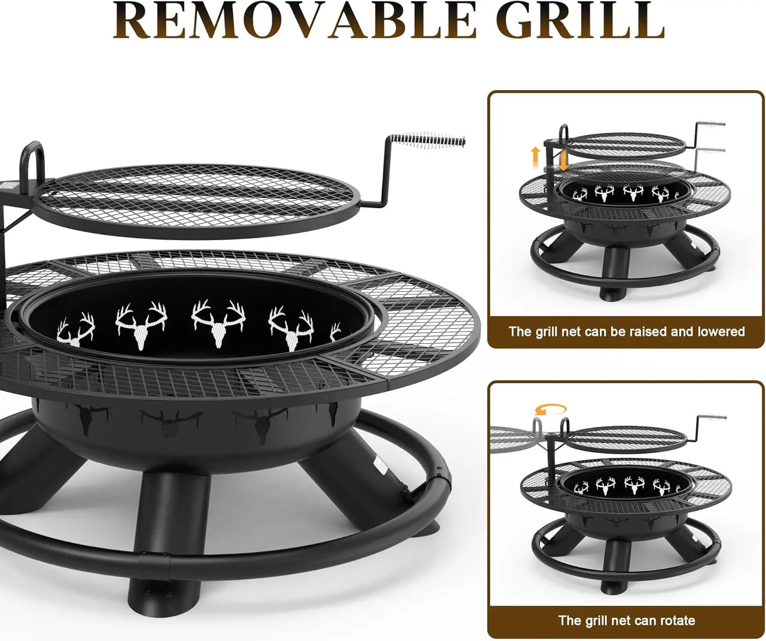 BALI OUTDOORS Fire Pit with Poker, Outdoor Fire Pit Extra Large, Wood Burning Firepits for Outside with Grill, 47 inch by GreenHaven Gardens