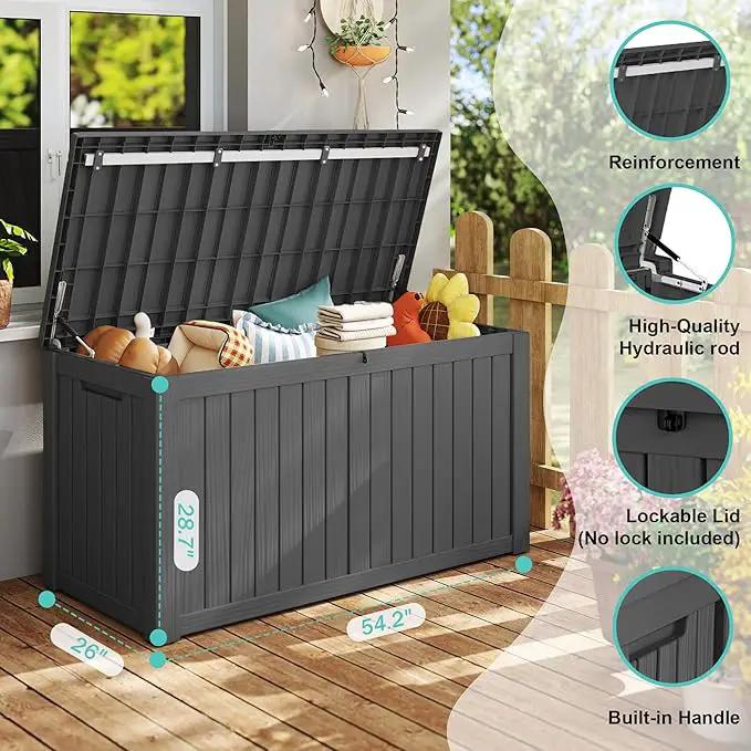150Gal Outdoor Deck Box Waterproof, Lager Patio Storage Box Indoor and Outdoor Use, Lockable Resin Storage Bin for Patio Furniture Cushions Garden Tools, Package Delivery,UV Resistant-Black by GreenHaven Gardens
