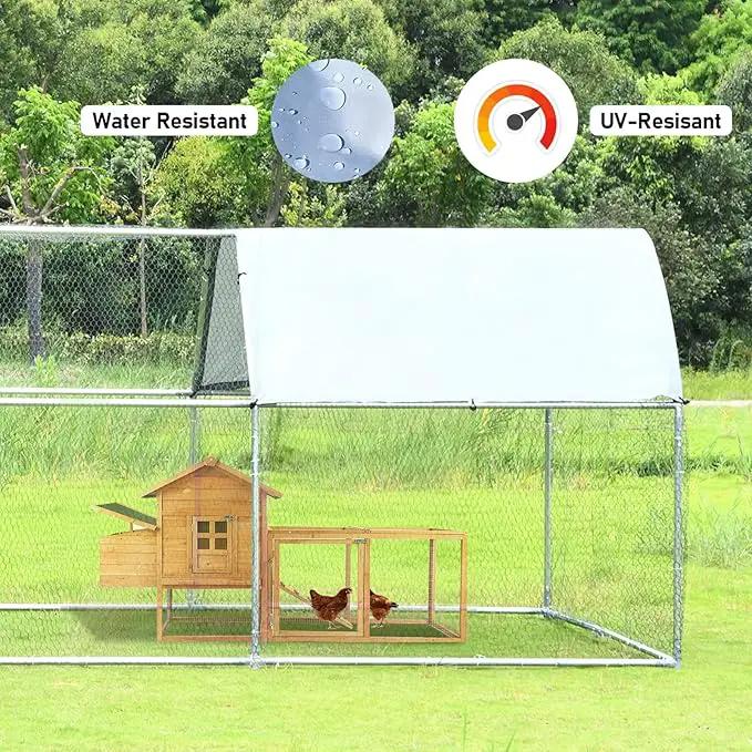4ever2buy Chicken Runs for Yard with Cover, Large Metal Chicken Run Walk in Metal, Outside Dog Kennel with Roof, Flat Roofed Outdoor Kennel for Cats(9.2’Lx12.47’Wx6.4’H) by GreenHaven Gardens