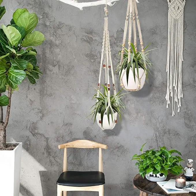 Augshy Macrame Plant Hanger, 2 Packs Plant Hangers, Hanging Planter for Indoor Plants Decorative Macrame Pot Hanger for Home Decor by GreenHaven Gardens