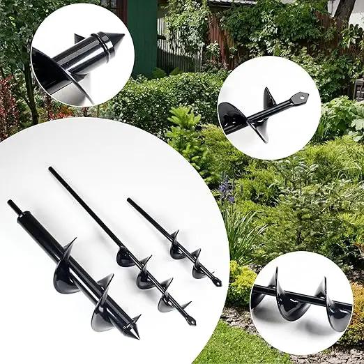 Utoolmart Auger Drill Bit for Planting Set of 3, (1.6x8.7, 1.8x14, 3.1x12) Easy Planter Garden Auger - Bulb & Bedding Plant Augers - Posthole Digger for 3/8” Hex Drive Drill by GreenHaven Gardens