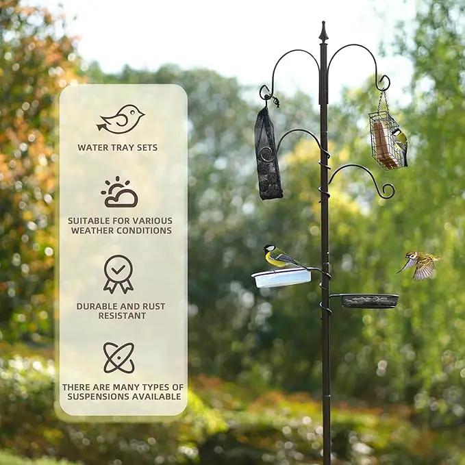 ERYTLLY Bird Feeding Station Kit Bird Feeder Poles,Premium Multi Feeder Hanging Kit with Suet Cage and Bird Bath Bird Food Finch Sock for Attracting Wild Birds and Plants,Baskets,Lanterns,Wind Chimes by GreenHaven Gardens
