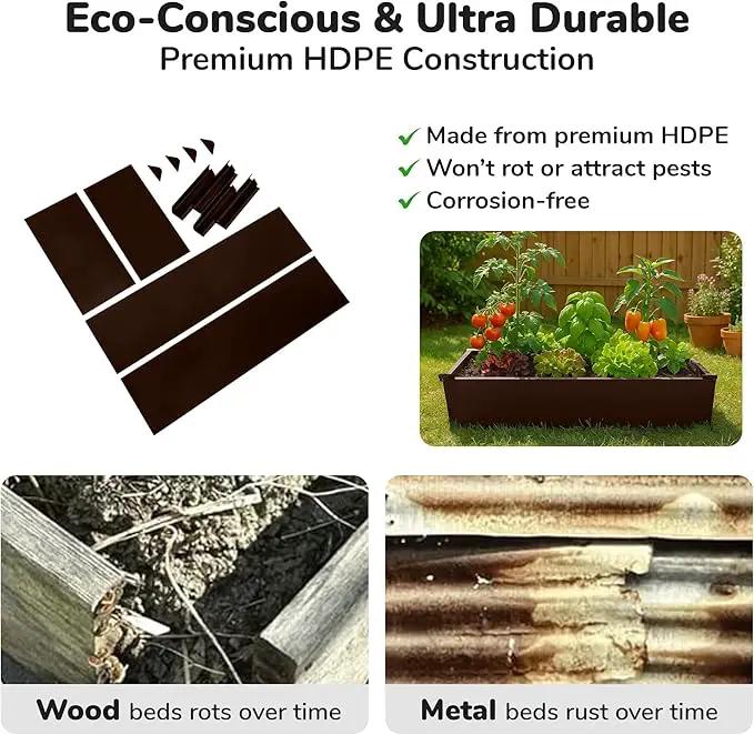 Raised Garden Bed - 2x4 ft Planter Box - Brown HDPE - No Tools Needed - DIY Kit for Urban Gardening, Flowers, Herbs & Vegetables - Made in The USA by GreenHaven Gardens