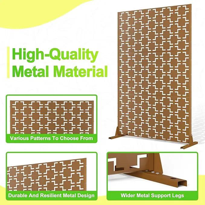 Outdoor Privacy Screen,72" H×47" W Metal Privacy Screen, Freestanding Privacy Fence Panels for Patio by GreenHaven Gardens