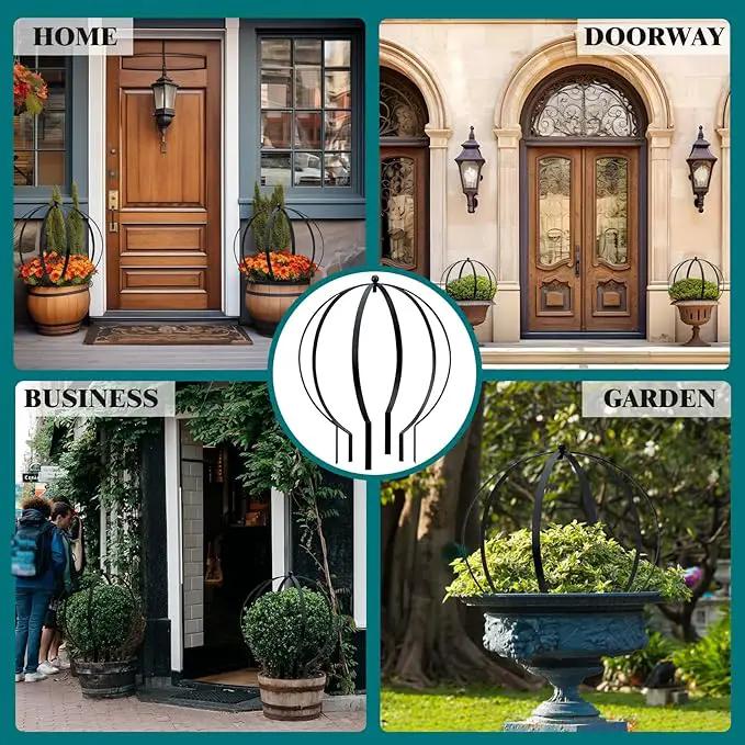 2 Pcs Large Metal Circle Trellis Garden Obelisk Sculpture Globe Trellis for Climbing Plants Outdoor Potted Round Planter Trellis Garden Decor for Patio Doorway Black 18.50 x14.96'' by GreenHaven Gardens