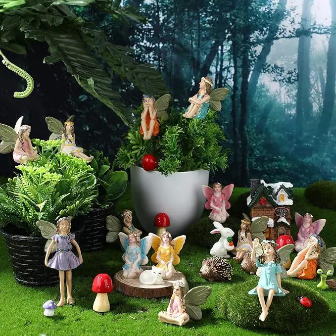 Roowest 16 Pcs Garden Accessories Miniatures Fairies Kit Resin Hedgehogs Cute Tiny Mushroom Miniature Figurines Mini Garden Lawn Yard Micro Landscape Ornaments for Home Decorations Outside by GreenHaven Gardens