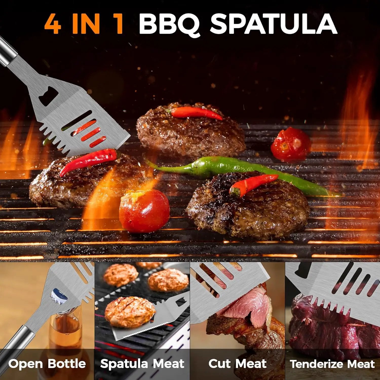 BBQ Accessories Grill Tools - Grilling Gifts for Men Dad, 32Pcs Heavy Duty Stainless Steel Barbecue Grill Accessories for Outdoor Grill with Aluminum Case and Apron, Dad Men Gifts for Christmas by GreenHaven Gardens