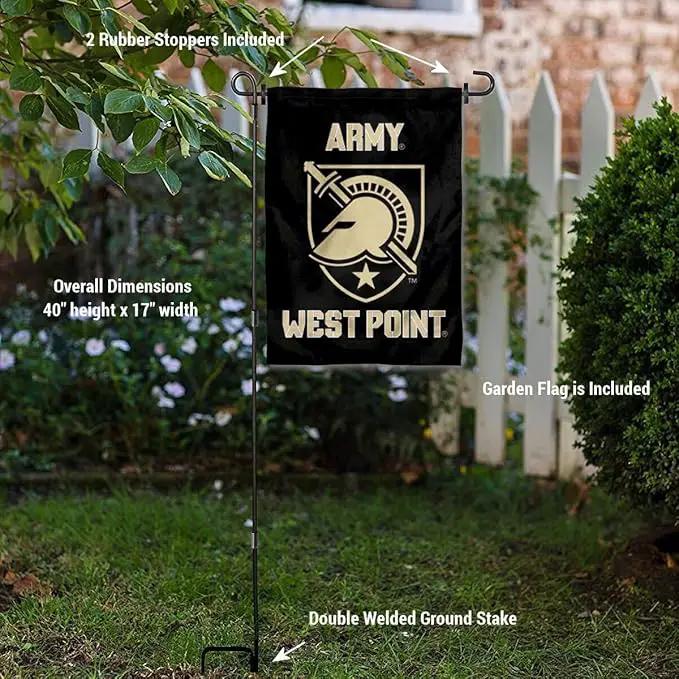 College Flags & Banners Co. Army Black Knights Athena Garden Flag with Stand Holder by GreenHaven Gardens