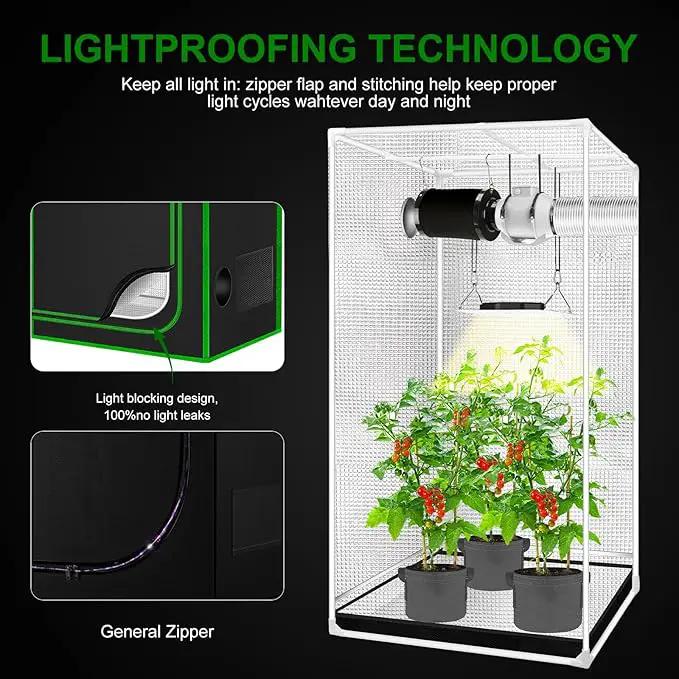 MELONFARM 4x2 Grow Tent, 48"x24"x60'' High Reflective 600D Diamond Mylar Canvas with Observation Window and Floor Tray for Hydroponic Indoor Plant Growing by GreenHaven Gardens