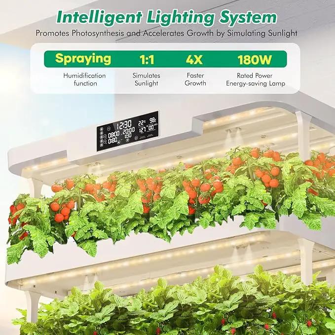 4-Tier Hydroponics Growing System Kit with 130 Pods, Lager Indoor Garden System with LED Grow Light, Automatic Quiet Water Circulation, Food-Grade PP Material Hydroponic Tower for Vegetables by GreenHaven Gardens