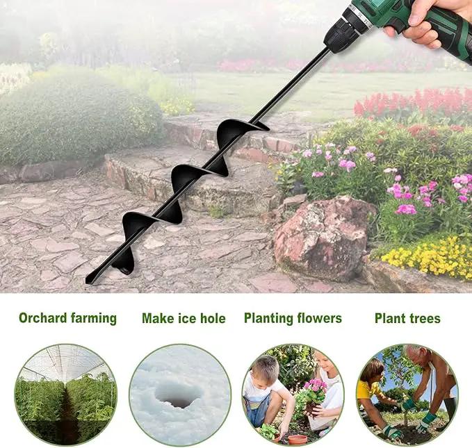LONGRUN Auger Drill Bit for Planting, Garden Spiral Hole Drill for 3/8” Hex Drive Augers, Solid Shaft Hole Digger Easy Rapid Planter for Planting Trees, Bulbs, Seedlings-2.4"x22.84" by GreenHaven Gardens