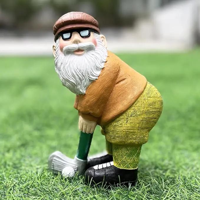 Elenon Funny Garden Golf Gnome Outdoor Statue Decorative, Adorable Flower Bed Decor Golfing Gnome Statue, Yard Patio Art Decor Dwarf Sculptures Table Ornament by GreenHaven Gardens