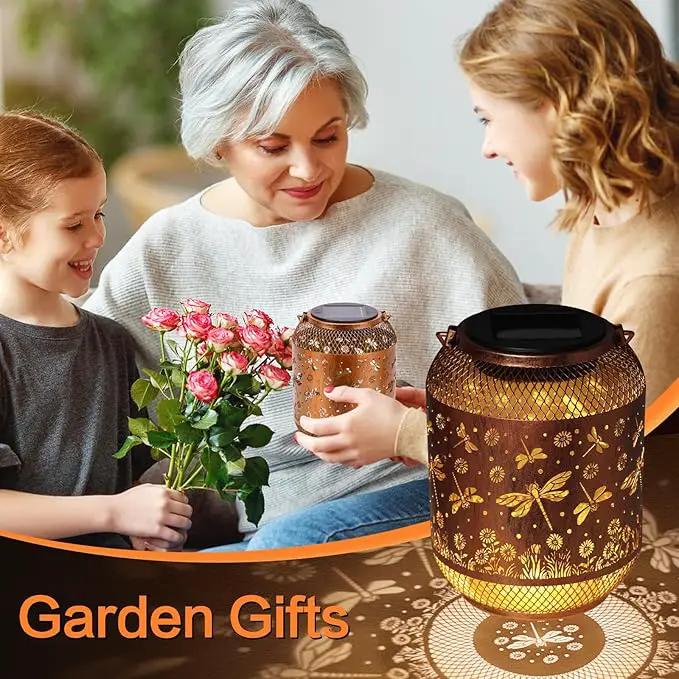 Solar Lanterns Outdoor Waterproof Dragonfly Garden Decor Gifts for Women Mom Grandma Hanging Solar Lights Metal Lantern Decoration Outside for Yard, Patio, Backyard, Porch by GreenHaven Gardens