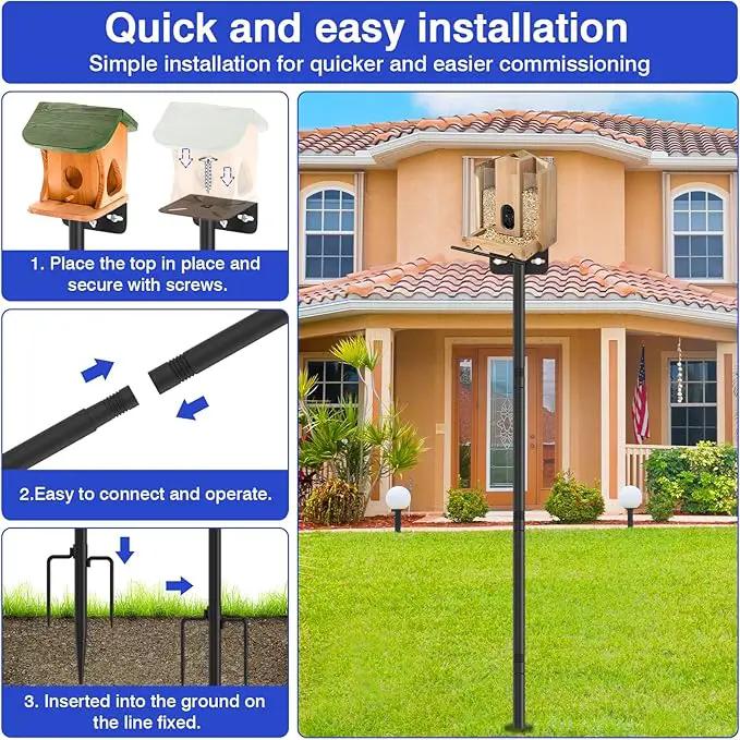 80 Inch Adjustable Bird Feeder Pole,Bird House Pole Suitable for Feeders & Birdhouse,Weather Station,Heavy-Duty Rustproof Design,Enhance Outdoor Decor & Birdwatching Experience by GreenHaven Gardens