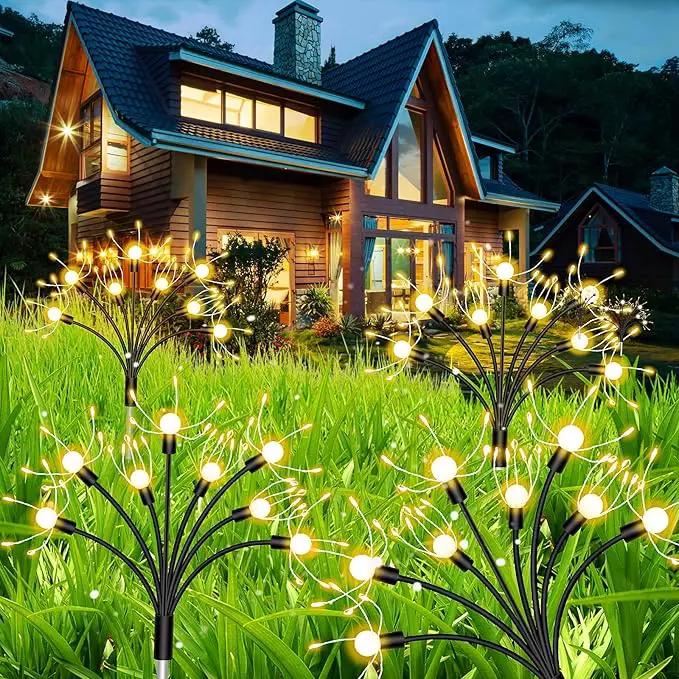 Solar Garden Lights 4 Pack - Outdoor Waterproof Decorative Fairy Lights for Yard, Pathway, Flowerbed, Balcony, Patio & Garden Decor by GreenHaven Gardens