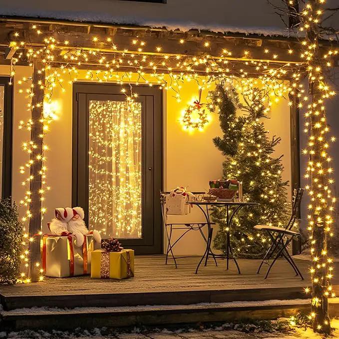 2 Pack 200 LED Solar Christmas Lights - 75.5 Ft Warm White Outdoor String Lights, 8 Modes for Outside Christmas Tree, Garden, Patio, Tree, Valentines by GreenHaven Gardens