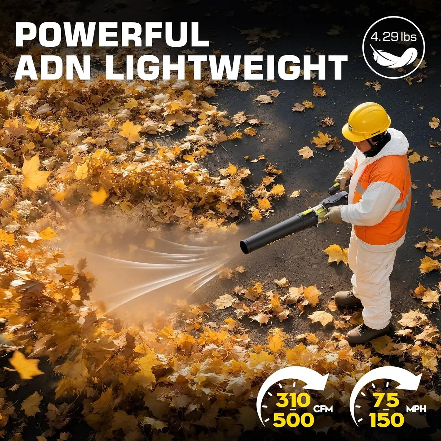 Leaf Blower for Dewalt 20V Battery, Brushless Blower with Variable 5-Speed, Turbo, 0-90° Adjustable Handle, 500 CFM 150-MPH Blowers for Lawn Care, Patio Cleaning (Battery Not Included) by GreenHaven Gardens