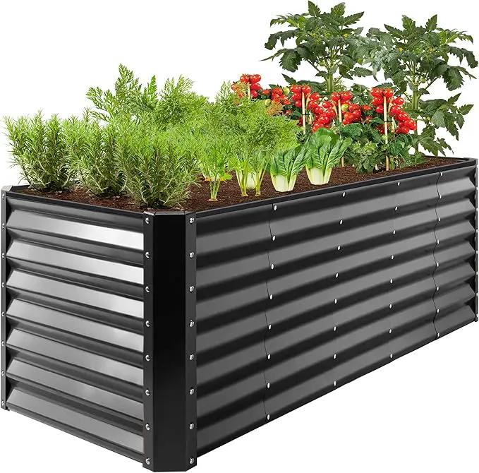 Best Choice Products 8x2x2ft Outdoor Metal Raised Garden Bed, Rectangular Deep Root Planter Box for Vegetables, Flowers, Herbs, and Succulents w/ 239 Gallon Capacity - Gray by GreenHaven Gardens
