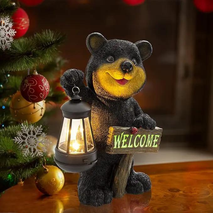 Juegoal Garden Bear Statue with Solar LED Lantern, Luminous Welcome Sign, Gifts for Mom Yard Art, Whimsical Figurine Large Sculpture Lighted Outdoor Mother's Day Spring Decorations for Lawn, Porch by GreenHaven Gardens