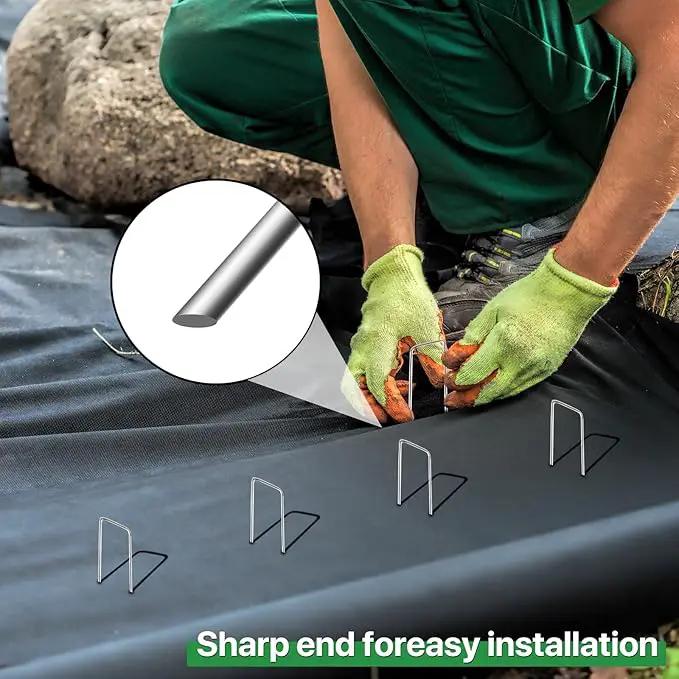 240 Pack Landscape Staples Garden Staples Yard Stakes 6 Inch 11 Gauge Anti-Rust Heavy-Duty Fence Stakes Metal Sod Pins for Weed Barrier Fabric Irrigation Tubing Hose by GreenHaven Gardens