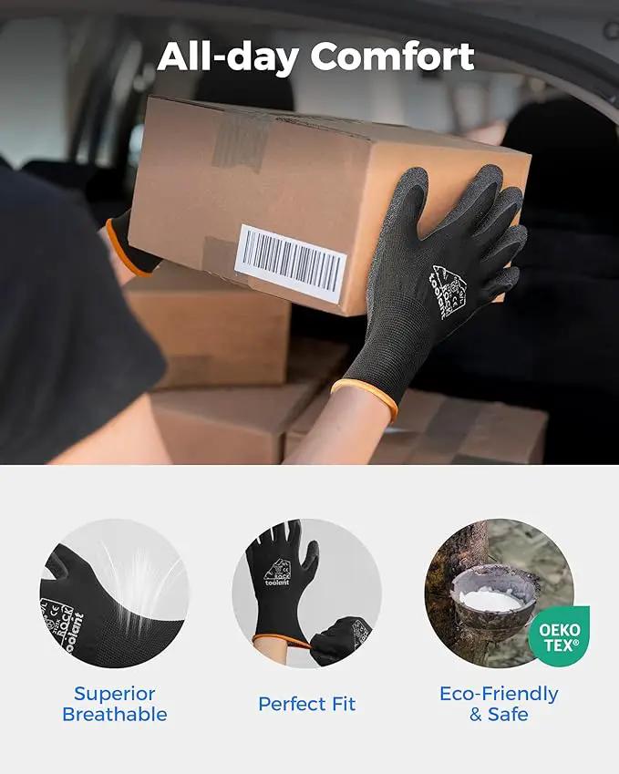 toolant Crinkle Latex Work Gloves Bulk, Rubber Coated Safety Work Gloves for Men and Women, 12 Pairs for Construction, Gardening, Warehouse (Gray, XXL) by GreenHaven Gardens