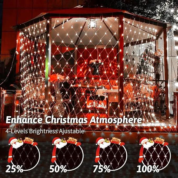 Christmas Net Lights, 204 LED Outdoor Mesh Lights Waterproof, Bush Solar Net Lights with 8-Lighting Modes for Tree Garden Yard Christmas Wedding Party Decoration(White) by GreenHaven Gardens
