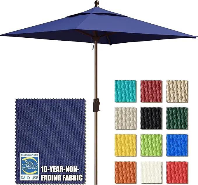 EliteShade USA 10-Year-Non-Fading 6x6Ft Square Market Umbrella Patio Outdoor Table Umbrella with Ventilation, Navy Blue by GreenHaven Gardens
