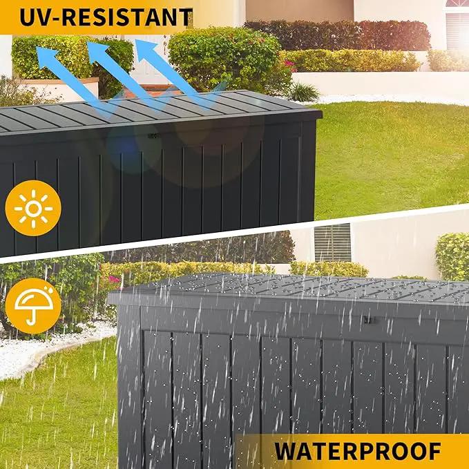 100 Gallon Outdoor Storage Box Waterproof Lockable Resin Deck Box Large, Patio Storage Bin for Pool Accessories Cushion Furniture, Garden Tools, UV-Resistant Outside Delivery Black by GreenHaven Gardens