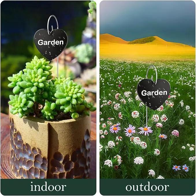 60-Pack Iron Metal Heart Shaped Garden Markers Weatherproof Metal Plant Labels Large Planting Seedling Stake Signs, for Seedlings Herbs Vegetable Greenhouse Gifts with White Marker Pen Labels by GreenHaven Gardens