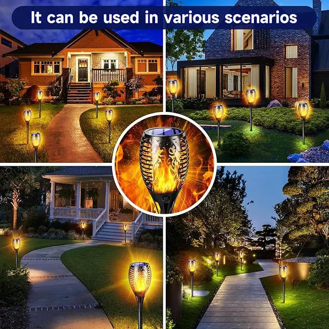 Upgraded Larger Solar Lights Outdoor, Solar Torch Light with Flickering Flame, Solar Garden Lights, Waterproof Solar Powered Outdoor Lights, Outdoor Patio Channel Garden Decoration (Orange, 4Pack) by GreenHaven Gardens