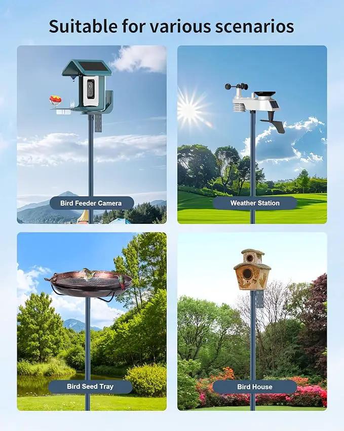 Bird Feeder Pole Stand – 104 Inch Height Feeding Station with 1-Inch Dia Heavy Duty for Hanging Feeders, Bird House Pole Mount Kit for Outdoor, Slip-Fit Connection，Blue by GreenHaven Gardens