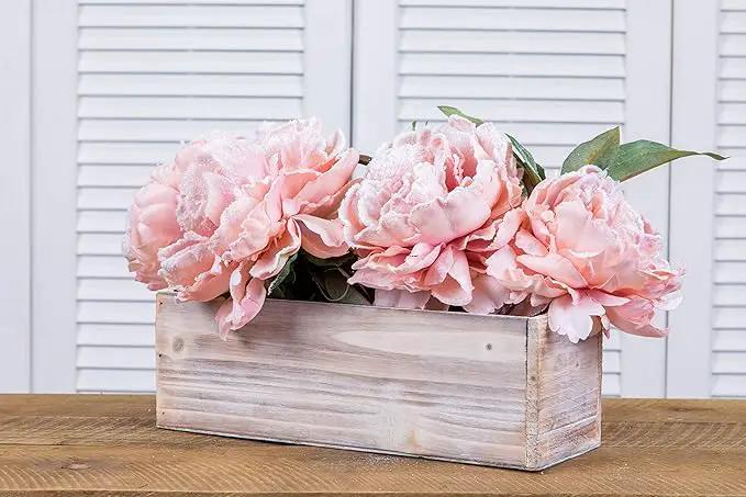 Wooden Planter Box, Whitewash with Plastic Liner l Garden Decor l Restaurant and Wedding Decorations l Wedding Bouquets, Table Centerpiece (12x4 Set of 4, Whitewash) by GreenHaven Gardens