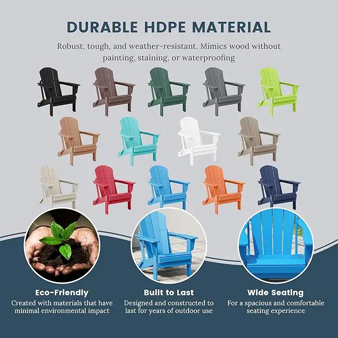 Westin Outdoors Laguna WO Outdoor Adirondack Folding Patio Chairs 8 PCS Set Retro Beach Aesthetic for Backyard, Lawn, Patio, Deck, Garden, Weather Resistant Polyethylene Plastic Lounger (Pacific Blue) by GreenHaven Gardens