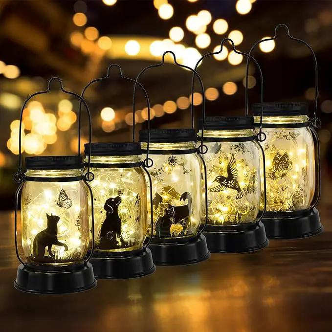 kyoryuger Solar Lanterns 5 Silhouette, Gifts for Women Mom Grandma, Unique Birthday Gifts Valentine's Day Gift, Cat Dog Hummingbird Butterfly Lanterns Gardening Gift by GreenHaven Gardens