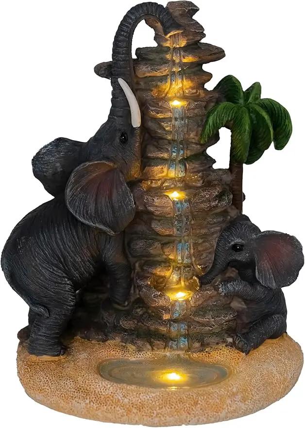 Outdoor Elephant Figurine Lights Animal Solar Garden Statue Decor, Decorative Mothers Day Mom Gifts, Outdoor Decor for Patio by GreenHaven Gardens