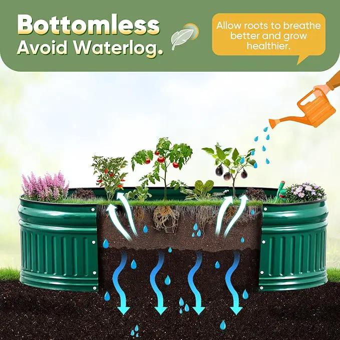 KING BIRD Raised Garden Bed Kit 2025 Upgraded Modular DIY Galvanized Planter Garden Box Outdoor for Gardening, Vegetables, Flowers, Elegant Roman Column Design, 94x24x12 in, Dark Green by GreenHaven Gardens