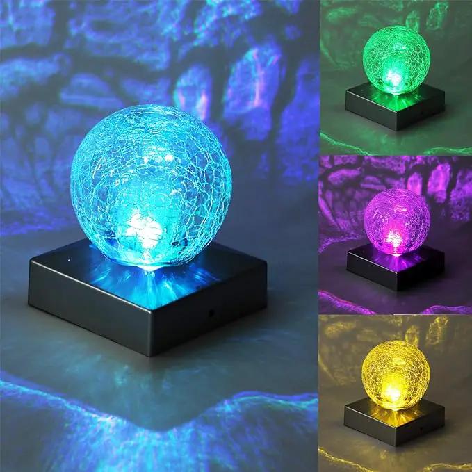 Solar Fence Post Cap Light, 4x4, Color Changing, Waterproof, Outdoor, Wooden or Vinyl Post, Garden Lights, Solar Powered, Crackle Glass Design by GreenHaven Gardens