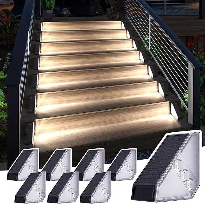 JSOT Solar Step Stair Lights Outdoor Yard Decor 8 Pack, IP65 Waterproof Deck Lighting for Outside Solar Powered, Solar Garden Light Decor for Fence, Backyard, Front Porch Step, Balcony, Wall, Patio by GreenHaven Gardens
