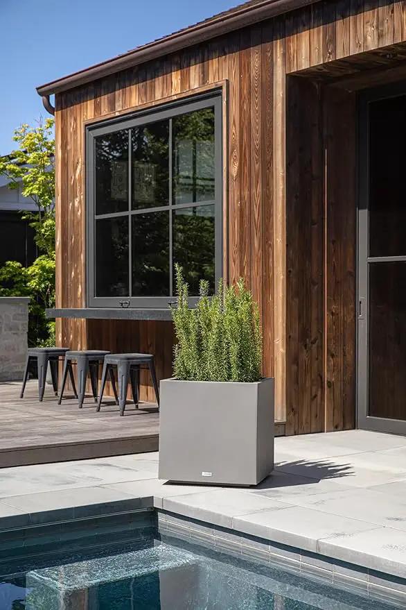 Veradek Block Series Cube Plastic Planter - Large Square Planter for Indoor or Outdoor Patio/Garden | Durable All-Weather Use with Drainage Holes | Modern Décor for Tall Plants, Trees, Flowers by GreenHaven Gardens