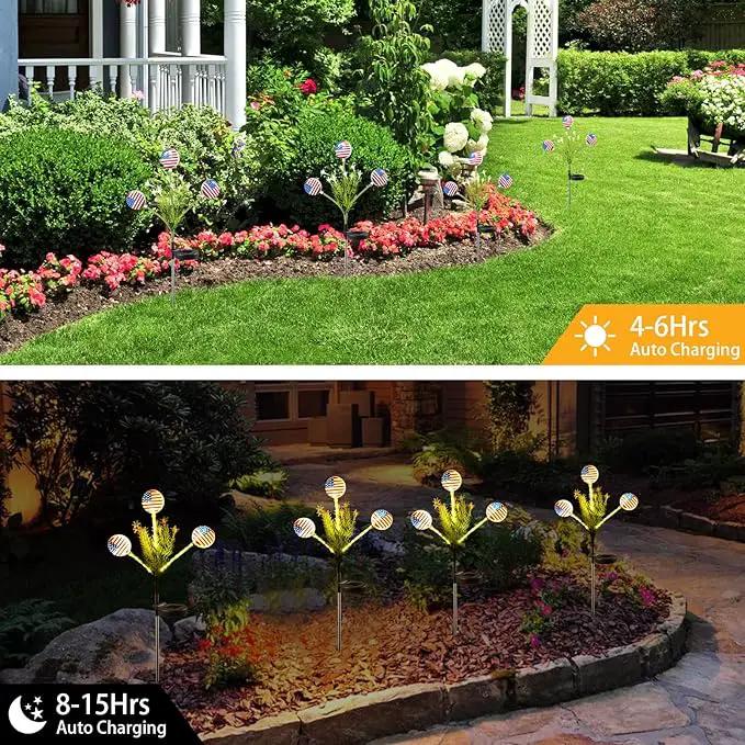 Solar Lights Outdoor Waterproof, 2 Pack American Flag Garden Lights for Yard,Garden,Patio,Pathway Decoration, Landscape Ambient Lighting for Festival,Holiday,Party,Christmas Gifts New Year Decorations by GreenHaven Gardens