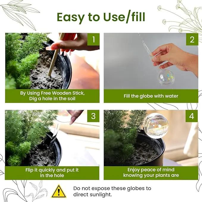 Large 4 Pcs Iridescent Self Watering Globes, Glass Rainbow Plant Watering Globes, Self Watering Planter Insert, Automatic Plant Waterer Indoor, Plant Watering Devices, Plant Water Globe, Watering Bulb by GreenHaven Gardens