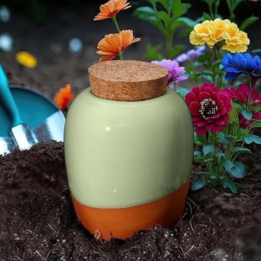 Plant Watering Globes - Olla Terracotta Watering Spikes - Hold 16 Ounces - Olla Water System for Plants - Self Water Method - Slow Releaese Drip Irrigation Terracotta Stakes by GreenHaven Gardens