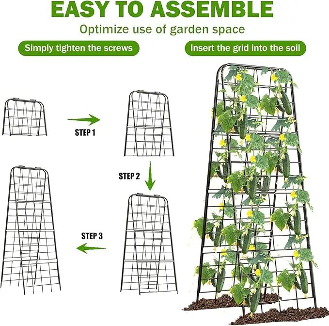 Heavy Duty 50"x17" Adjustable A-Frame Trellis for Climbing Plants – Rust-Proof Metal Garden Trellis with Dense Grid Design, Perfect for Raised Beds, Tomatoes, Cucumbers & Outdoor Vines (Black, 1 Pcs) by GreenHaven Gardens